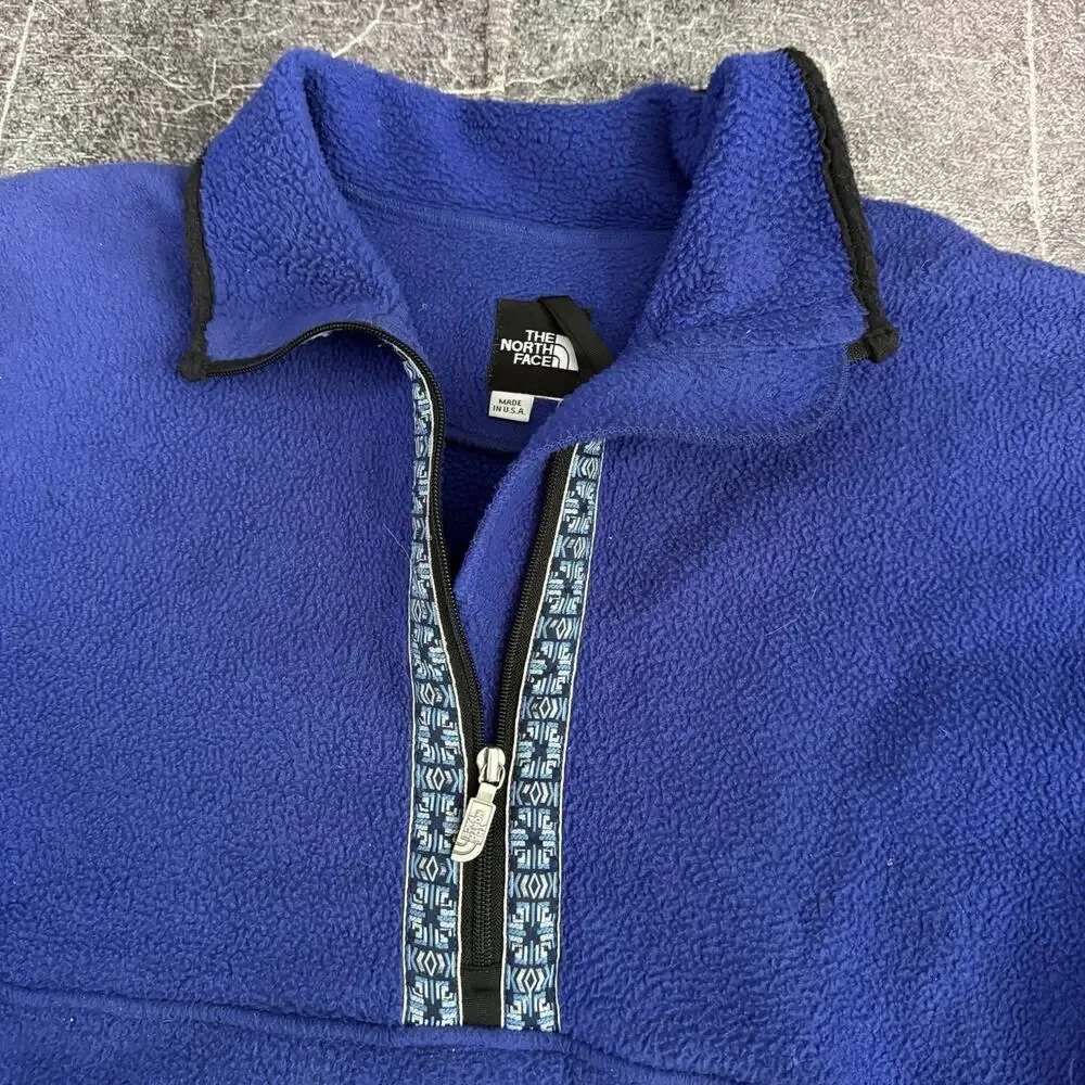 Men's Vintage 90's The North Face USA Blue Purple Fleece Bomber Zip Jacket Sz L